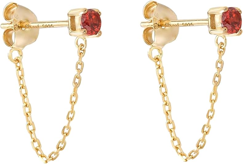 S.Leaf 925 Sterling Silver 18Karat Gold Plated Chain Earrings