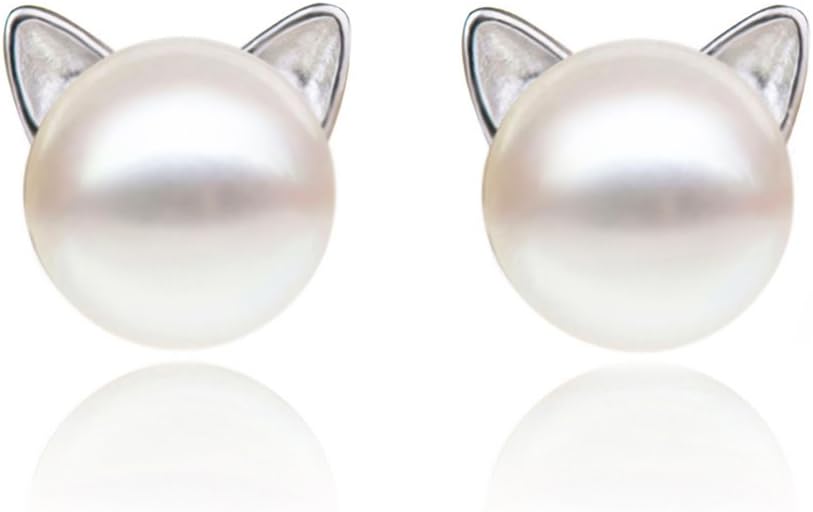 Cat Ear Pearl Stud Earrings