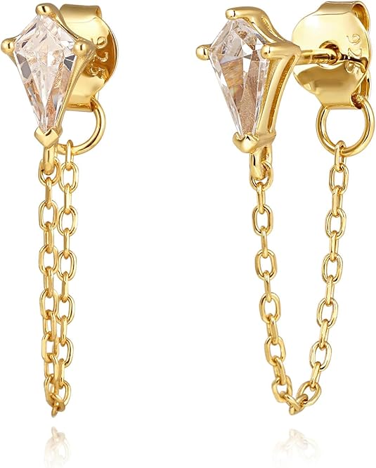 S.Leaf 18K Gold Plated Chain Earrings