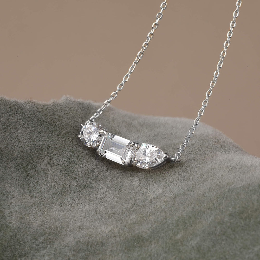 925 Sterling Silver Cubic Zirconia Round-cut Pendant Choker Necklaces