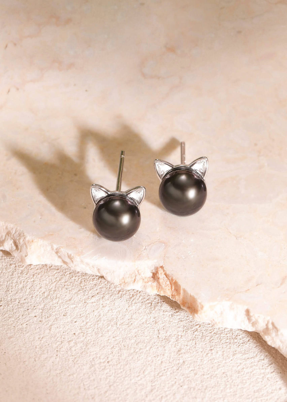 Cat Ear Pearl Stud Earrings