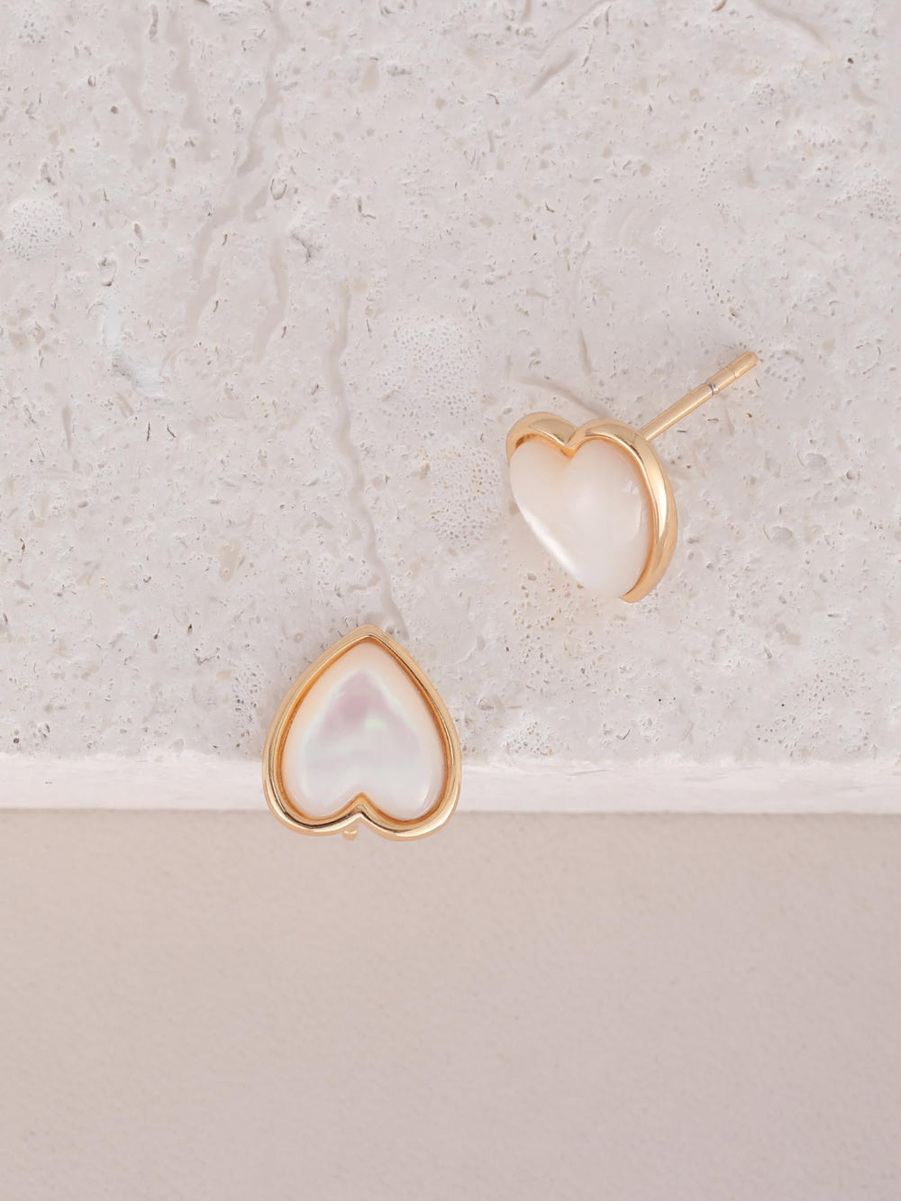 Mother of Pearl Heart Stud Earrings