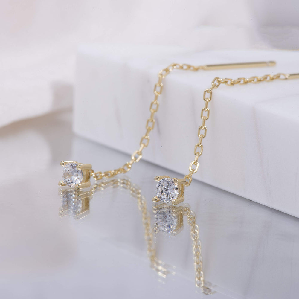 Cubic Zirconia Threader Earrings