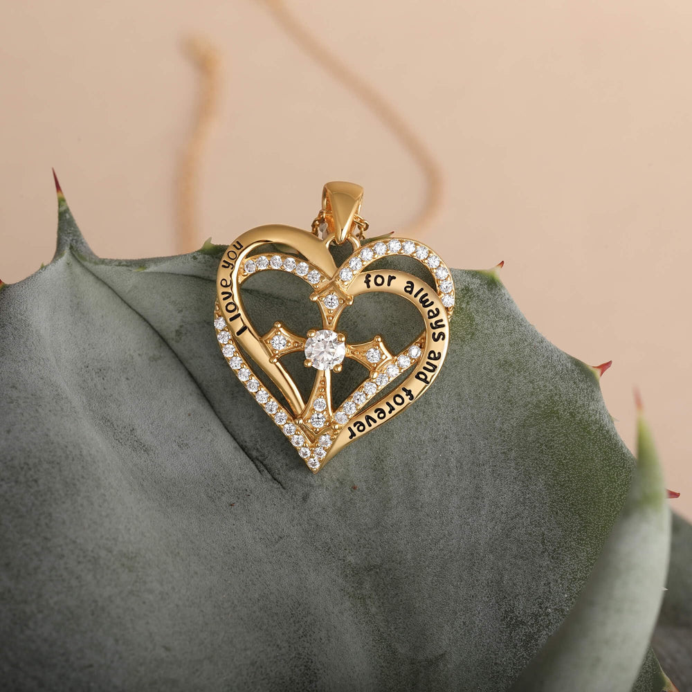 Moissanite Diamond Cross Heart Necklaces