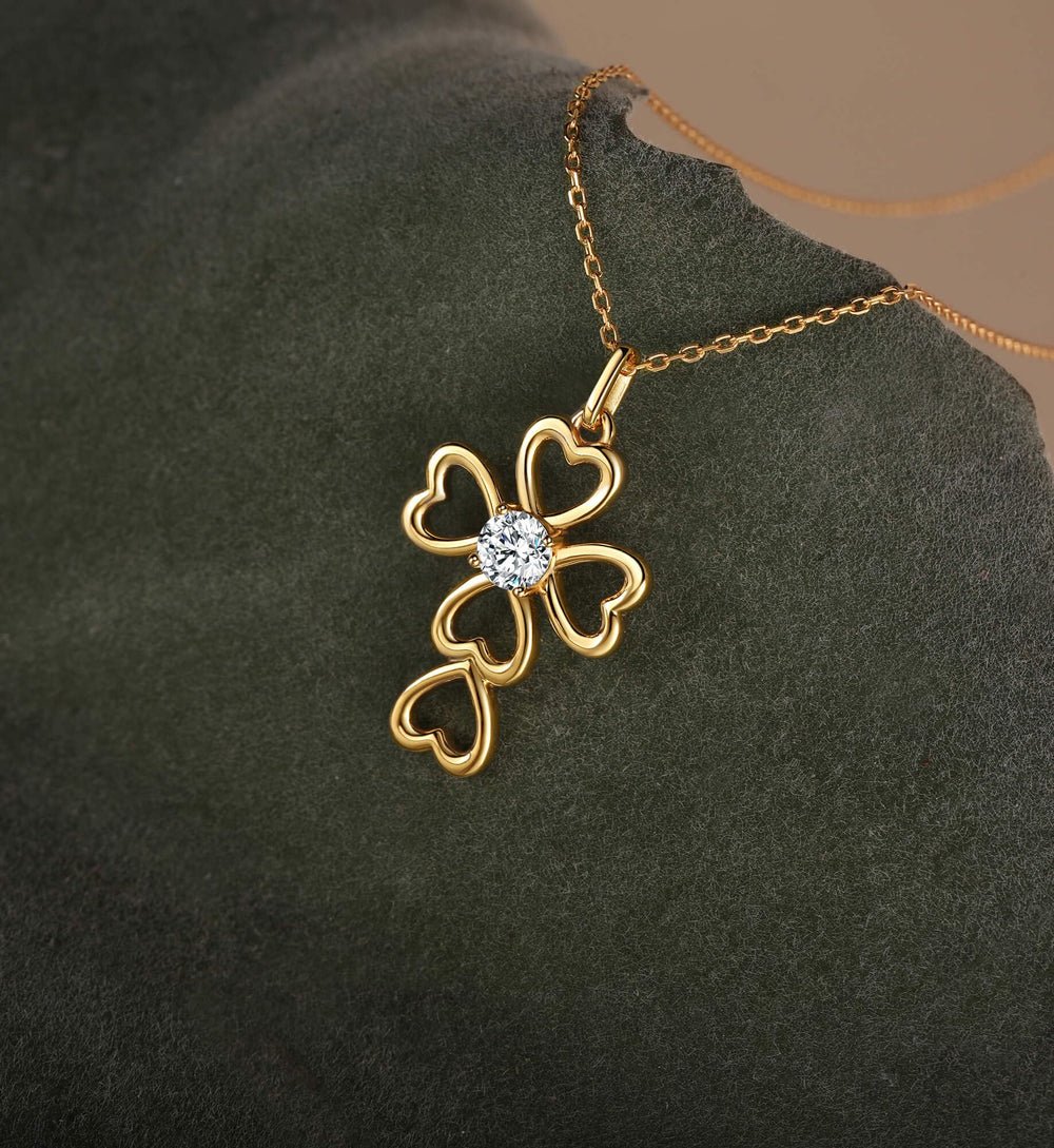 Moissanite Diamond Love Heart Cross Necklaces