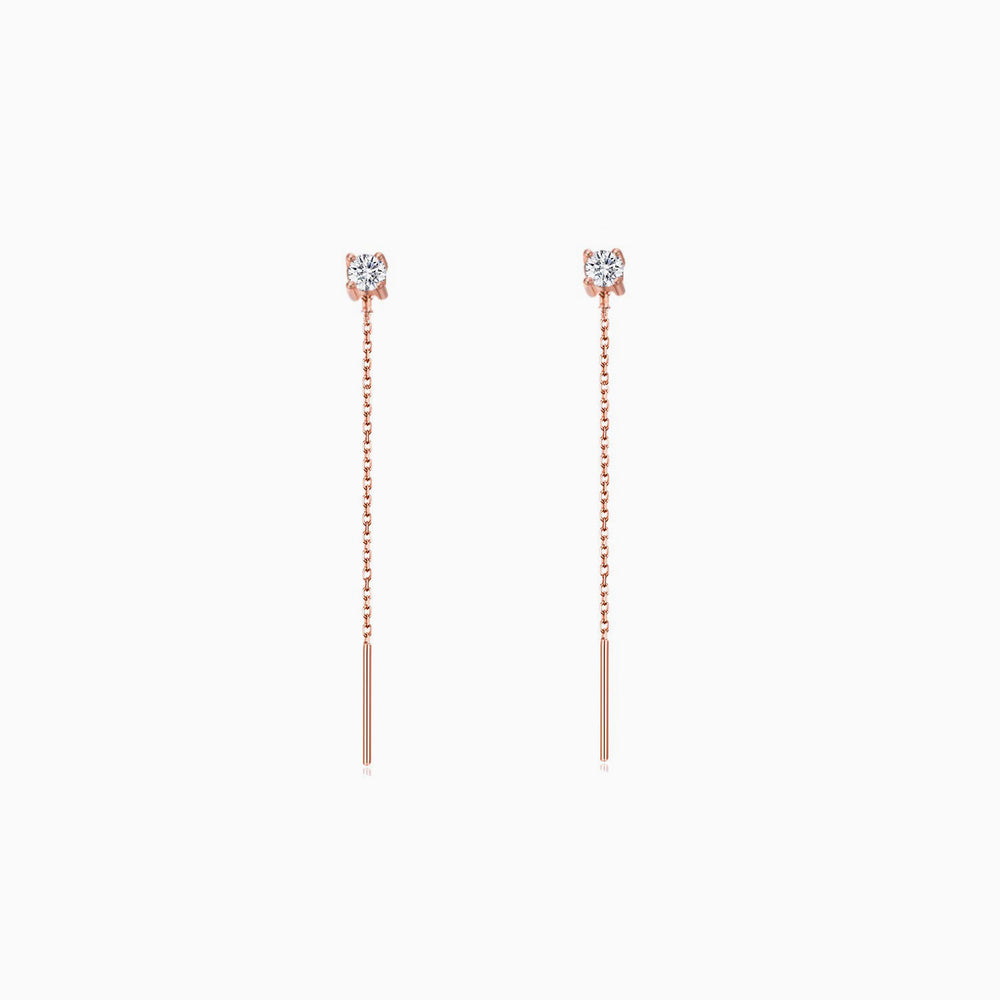 short sparkle CZ Threader Earrings rose gold earrings